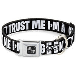 Dog Bone Seatbelt Buckle Collar - I'M A GEEK/Glasses Black/White