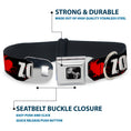 Load image into Gallery viewer, Dog Bone Seatbelt Buckle Collar - I "Heart" ZOMBIES Bold Splatter Black/White/Red