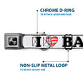 Load image into Gallery viewer, Dog Bone Seatbelt Buckle Collar - I "Heart" BACON White/Black/Bacon