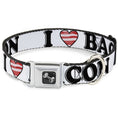 Load image into Gallery viewer, Dog Bone Seatbelt Buckle Collar - I "Heart" BACON White/Black/Bacon