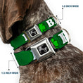 Load image into Gallery viewer, Buckle-Down Seatbelt Buckle Dog Collar - I "Clover" BEER/Clover Outlines Greens/White