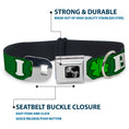Load image into Gallery viewer, Buckle-Down Seatbelt Buckle Dog Collar - I "Clover" BEER/Clover Outlines Greens/White