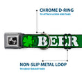Load image into Gallery viewer, Buckle-Down Seatbelt Buckle Dog Collar - I "Clover" BEER/Clover Outlines Greens/White