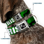 Buckle-Down Seatbelt Buckle Dog Collar - IRISH YOGA Poses/Clovers Greens/Black/White