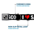 Load image into Gallery viewer, Dog Bone Seatbelt Buckle Collar - I "HEART" SAN FRANCISCO Black/White/Red