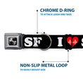 Load image into Gallery viewer, Dog Bone Seatbelt Buckle Collar - I "HEART BRIDGE" SF Black/White/Red