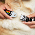 Load image into Gallery viewer, Dog Bone Seatbelt Buckle Collar - I "HEART BRIDGE" SF Black/White/Rainbow