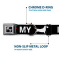 Load image into Gallery viewer, Dog Bone Seatbelt Buckle Collar - I "HEART" MY "WIENER" Dog Silhouette Black/White/Red
