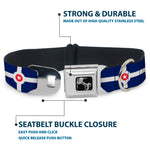 Dog Bone Black/Silver Seatbelt Buckle Collar - Indianapolis Flag Navy Blue/White/Red