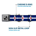 Load image into Gallery viewer, Dog Bone Black/Silver Seatbelt Buckle Collar - Indianapolis Flag Navy Blue/White/Red