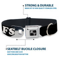 Load image into Gallery viewer, Dog Bone Black/Silver Seatbelt Buckle Collar - I "HEART" DILFS Black/White/Red