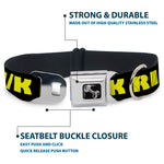 Dog Bone Seatbelt Buckle Collar - J/K RIGHT? Black/Yellow