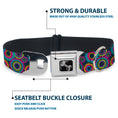 Load image into Gallery viewer, Dog Bone Seatbelt Buckle Collar - Jagged Rings Teals/Fuchsia/Yellow