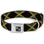 Dog Bone Seatbelt Buckle Collar - Jamaica Flags Vintage Black