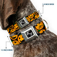 Load image into Gallery viewer, Dog Bone Seatbelt Buckle Collar - Jack-o'-Lantern Collage Black