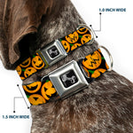 Dog Bone Seatbelt Buckle Collar - Jack-o'-Lantern Collage Black