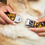 Dog Bone Seatbelt Buckle Collar - Jack-o'-Lantern Collage Black