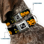 Dog Bone Seatbelt Buckle Collar - Jack-o'-Lanterns/Haunted House Black/Yellow