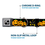 Dog Bone Seatbelt Buckle Collar - Jack-o'-Lanterns/Haunted House Black/Yellow