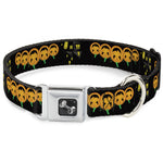 Dog Bone Seatbelt Buckle Collar - Jack-o'-Lanterns/Haunted House Black/Yellow