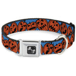 Dog Bone Seatbelt Buckle Collar - Jack-o'-Lanterns Blue