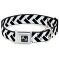 Load image into Gallery viewer, Dog Bone Seatbelt Buckle Collar - Jagged Chevron White/Black