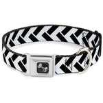 Dog Bone Seatbelt Buckle Collar - Jagged Chevron White/Black