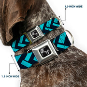 Dog Bone Seatbelt Buckle Collar - Jagged Chevron Navy/Turquoise