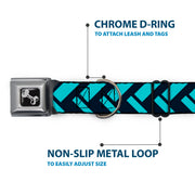 Dog Bone Seatbelt Buckle Collar - Jagged Chevron Navy/Turquoise