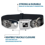 Dog Bone Seatbelt Buckle Collar - King Skull Blocks/Rays Grays