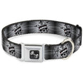 Load image into Gallery viewer, Dog Bone Seatbelt Buckle Collar - King Skull Blocks/Rays Grays