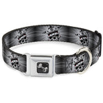 Dog Bone Seatbelt Buckle Collar - King Skull Blocks/Rays Grays