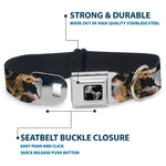 Dog Bone Seatbelt Buckle Collar - Kitten Faces Scattered Black