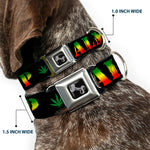 Buckle-Down Seatbelt Buckle Dog Collar - KEEP CALM AND SMOKE UP Black/Rasta