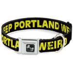 Dog Bone Seatbelt Buckle Collar - KEEP PORTLAND WEIRD Black/Yellow