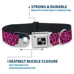 Dog Bone Seatbelt Buckle Collar - Leopard Pink Fuchsia