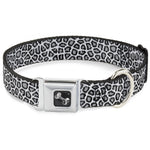 Dog Bone Seatbelt Buckle Collar - Leopard White