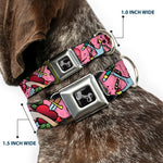 Dog Bone Seatbelt Buckle Collar - Live Hard Die Young Pink