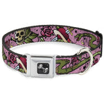 Dog Bone Seatbelt Buckle Collar - Live Hard Die Young Pink
