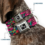 Dog Bone Seatbelt Buckle Collar - Love Kills Pink