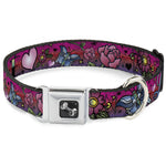 Dog Bone Seatbelt Buckle Collar - Love Love Pink