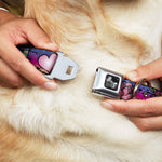 Dog Bone Seatbelt Buckle Collar - Love Love Purple