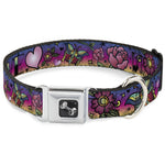 Dog Bone Seatbelt Buckle Collar - Love Love Purple