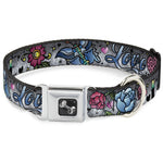 Dog Bone Seatbelt Buckle Collar - Love Love Gray