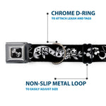 Dog Bone Seatbelt Buckle Collar - Lucky Black/White