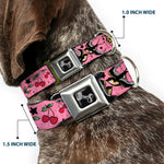 Dog Bone Seatbelt Buckle Collar - Lucky CLOSE-UP Pink