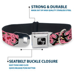 Dog Bone Seatbelt Buckle Collar - Lucky CLOSE-UP Pink