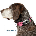 Dog Bone Seatbelt Buckle Collar - Lucky CLOSE-UP Pink