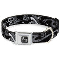 Load image into Gallery viewer, Dog Bone Seatbelt Buckle Collar - Live Hard Die Young Black/White