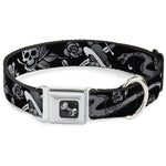 Dog Bone Seatbelt Buckle Collar - Live Hard Die Young Black/White